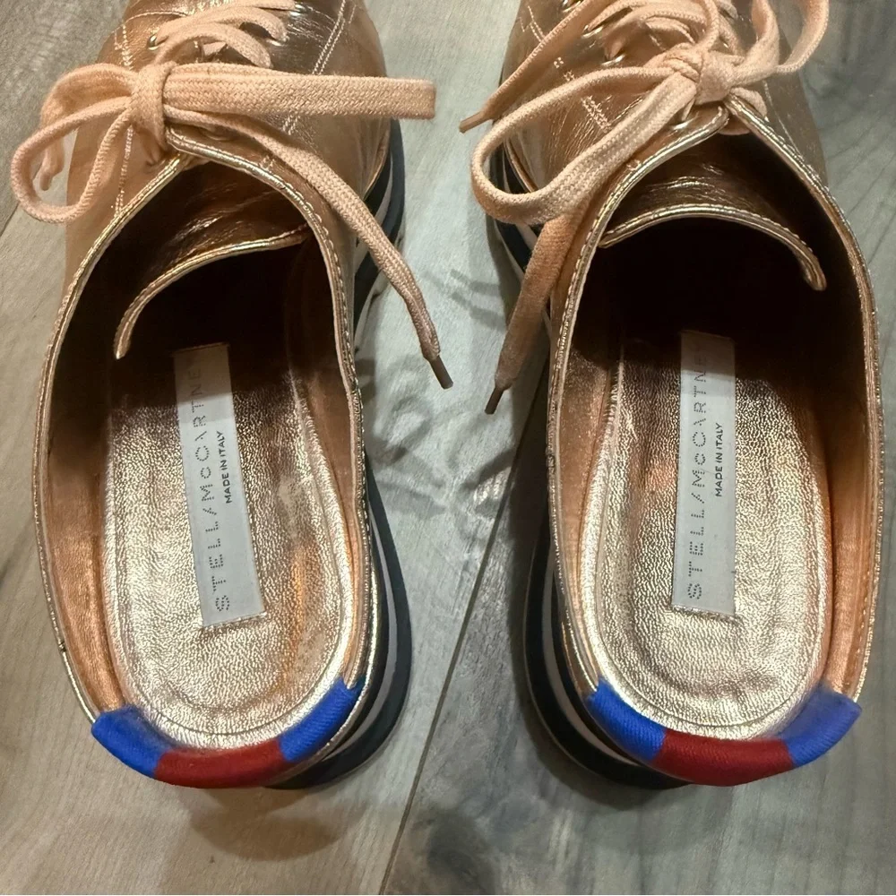 Stella McCartney Metallic Rose Gold ‘Elyse’ Platform Mules - Picture 9 of 11